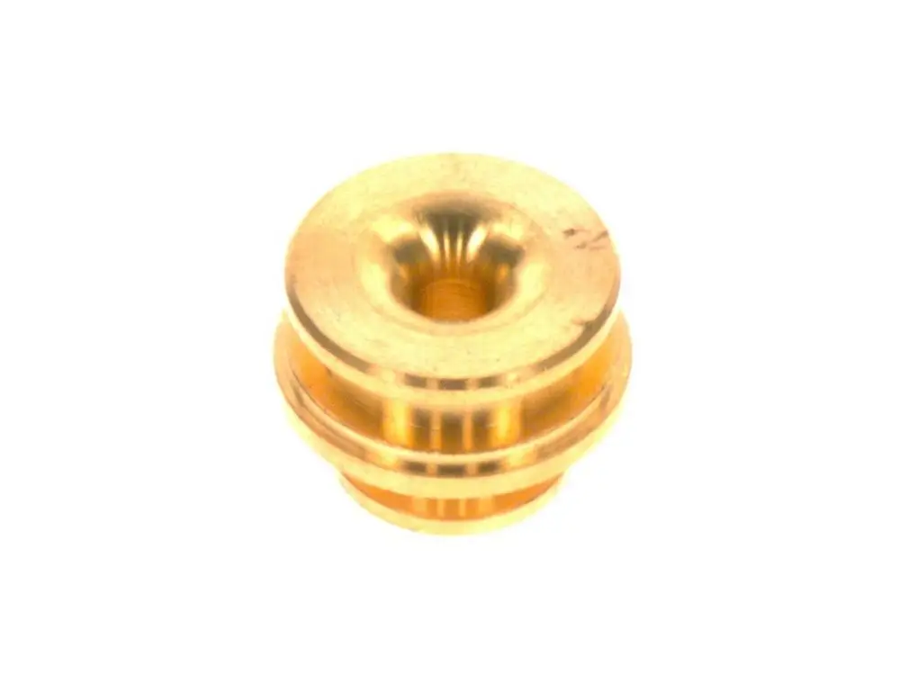 Goldfarbene Düse mit mittiger Bohrung und zwei Rillen. Die Düse ist möglicherweise von der Marke Bosch und wird in verschiedenen Anwendungen eingesetzt.
